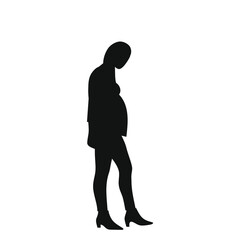 Black silhouette of a pregnant woman on a white background