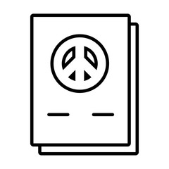documents with peace symbol icon, line style