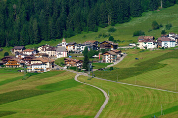 Fototapeta na wymiar View of Moena, in the Dolomites, at summer