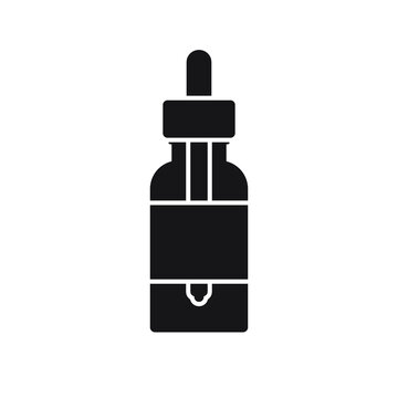 recommend clip art: Vector flat black oil essence bottle isolated on white background