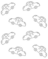 Vector seamless pattern of hand drawn doodle sketch car isolated on white background