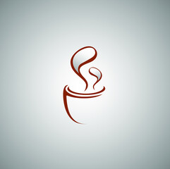 Coffee logo template with cup and steam