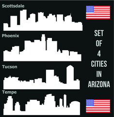 Set of 4 City from Arizona (Phoenix, Scottsdale, Tempe, Tucson)