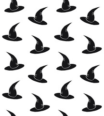 Vector seamless pattern of black hand drawn doodle sketch with hat isolated on white background