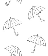 Vector seamless pattern of hand drawn doodle sketch umbrella isolated on white background