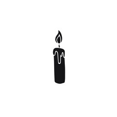 Vector hand drawn doodle sketch black candle isolated on white background