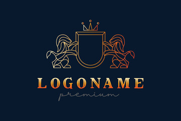 Lion bandage line style logo template