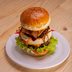 hamburger on a plate