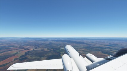 An airplane in the sky over Brazil, a jet over Brazil, an airplane flies over meadows and forests,...
