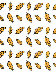 Fototapeta premium Vector seamless pattern of orange hand drawn doodle sketch oak leaf isolated on white background