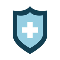 Obraz premium shield with medical cross icon, flat style