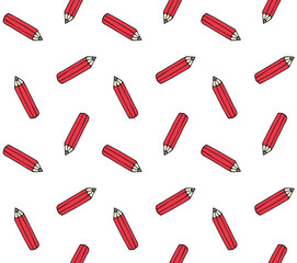 Vector seamless pattern of red colored hand drawn doodle sketch pencil isolated on white background