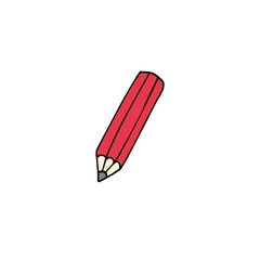 Vector hand drawn doodle sketch red colored pencil isolated on white background