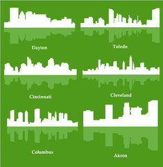 Fototapeta premium Cities in Ohio (Columbus, Akron, Toledo, Dayton, Cincinnati, Cleveland )