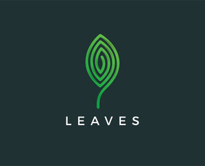 minimal leaves logo template - vector illustration