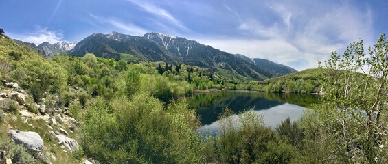 Fototapeta na wymiar Mountain landscape with lake and mountains