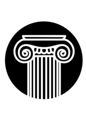 Architectural element. Corinthian column. Logo template. Vector drawing for logo and illustrations.