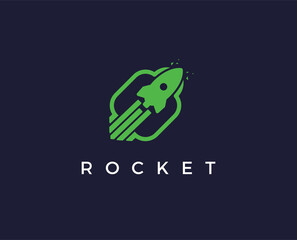 minimal rocket logo template - vector illustration