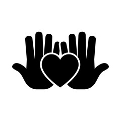 Obraz premium heart and hands icon, silhouette style