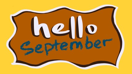 phrase hello september on yellow and orange background