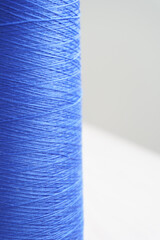 close up of blue thread