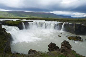 Fototapeta na wymiar Godafoss, One of the most famous and most beautiful waterfalls in Iceland.