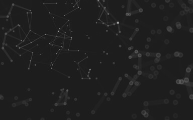 Abstract background. Molecules technology with polygonal shapes, connecting dots and lines. Connection structure. Big data visualization.