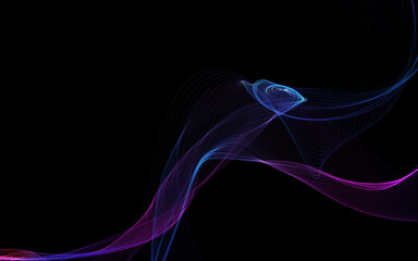 Dark abstract background with a glowing abstract waves
