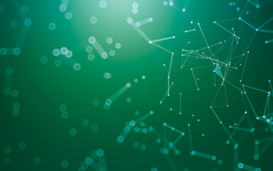 Abstract background. Molecules technology with polygonal shapes, connecting dots and lines. Connection structure. Big data visualization.
