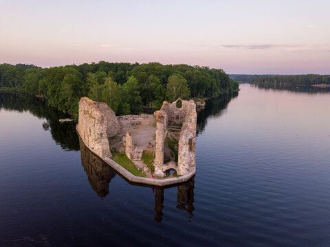 Koknese castle ruins during sunset / sunrise.