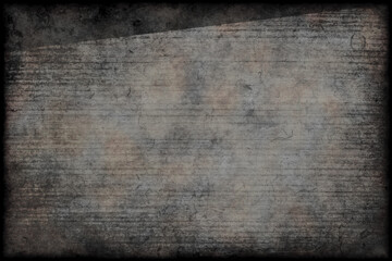 Grungy dark stained and lined abstract background with black frame