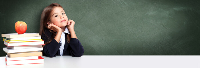 Portrait of modern, happy and cute teen school girl.
