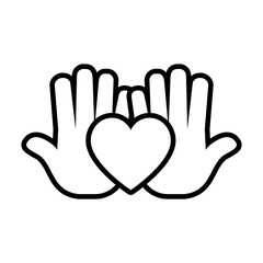 heart and hands icon, line style