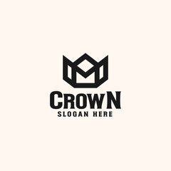 Vintage Crown Logo Royal King Queen Abstract Logo template. Geometric Symbol Logotype concept icon.