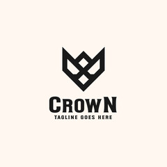 Vintage Crown Logo Royal King Queen Abstract Logo template. Geometric Symbol Logotype concept icon.