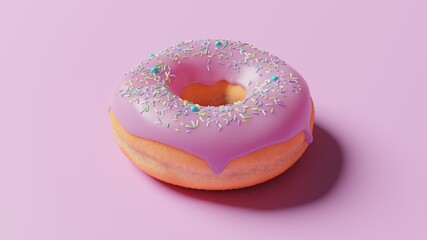 Donut with pink icing and colorful sprinkles