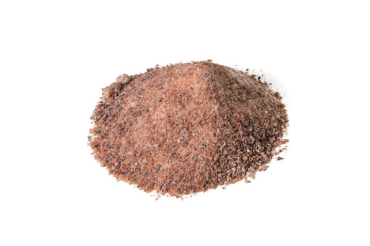 Indian Black salt, Kala namak isolated on white background. Front views, close-up