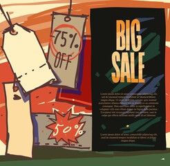 Sale Poster, Banner. 50% and 75% on a separate layer, it is easy to replace. Vector hand-drawn sketch.