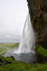 waterfall seljalandsfoss in iceland, one of the most famous and beautiful there is