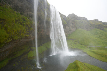 waterfall seljalandsfoss in iceland, one of the most famous and beautiful there is