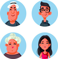 Happy Smiling Cartoon People Avatar Set