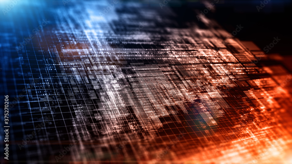 Poster digital cyberspace with particles abstract background concept