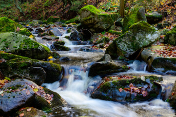 Harz bachlauf beim Sonnenuntergang