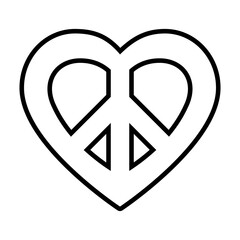 peace symbol in heart shape, line style