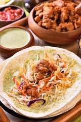 Traditional Mexican food, burritos with meat and cheese