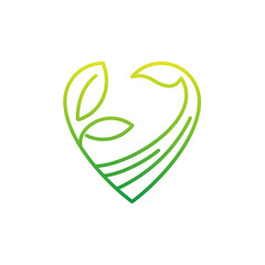 love and leaf logo, flat style design
