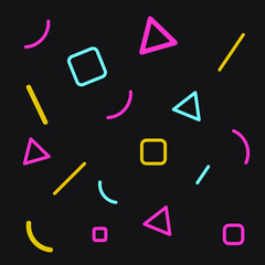 Background patterns, geometric, memphis style colored EPS Vector dark color background 