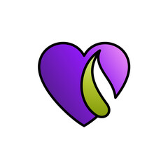 love and leaf logo, flat style design