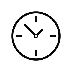 Clock time related icon outline, thin line isolated on white background. Can be used for your website, app, logo. Graphic illustration EPS Vector