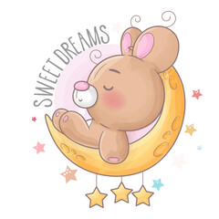 baby bear sleeping with stars